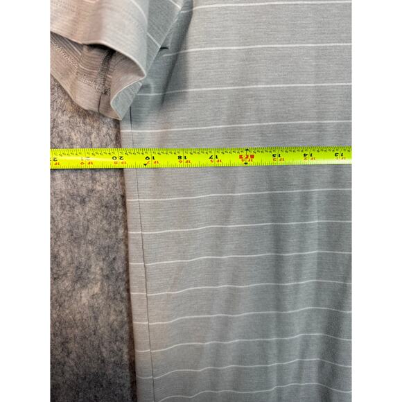 Lululemon Mens Gray White Stripe Performance Polo Stretch Lightweight - Medium - Picture 5 of 6